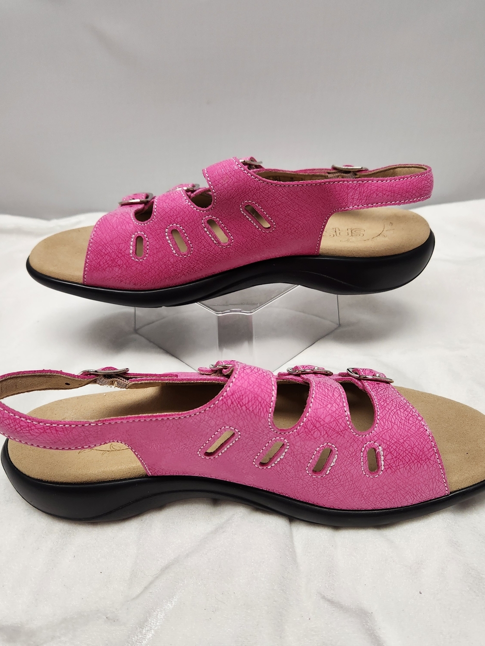 SAS Women's Bright Pink Slingback Buckle Sandals